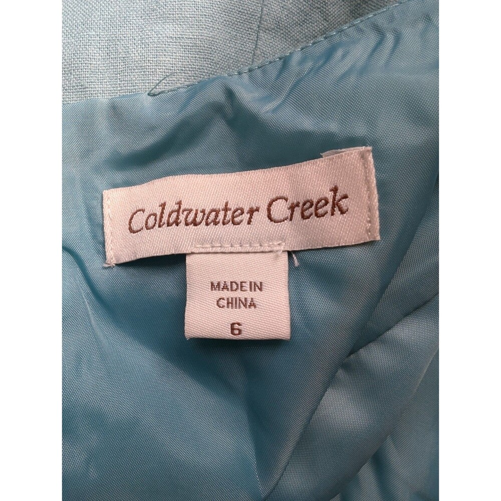Coldwater Creek 2 Pc Dress Jacket Set Blue Embroidered Women's Size 6 Classy - Picture 9 of 13